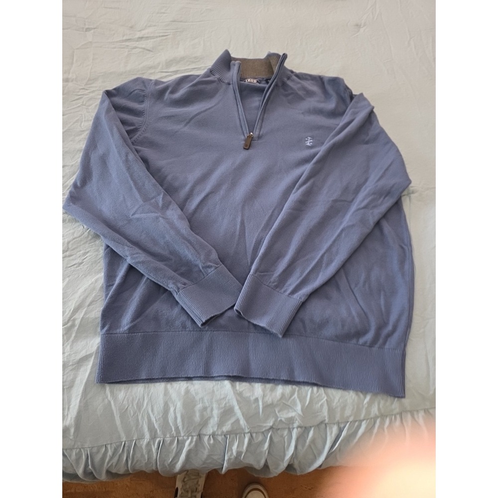 IZOD Advantage Performance Stretch 1/4‎ Zip Pullover Sweatshirt Men's M Blue - Picture 6 of 8